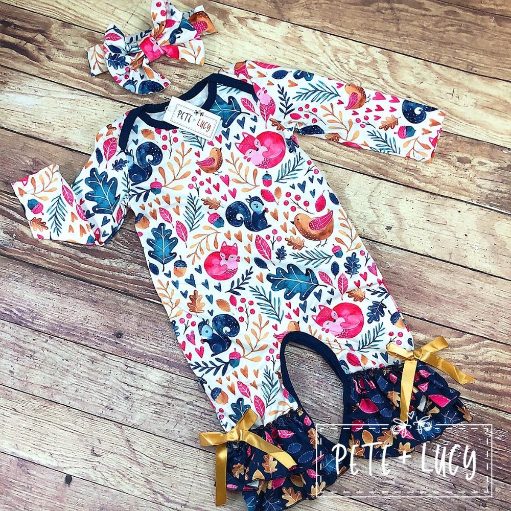 Winter Woodland Love Romper (no headband)